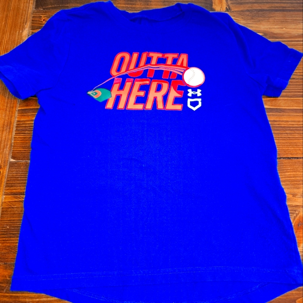 Under Armour, Boys Baseball Themed Short Sleeve Shirt, Size XS